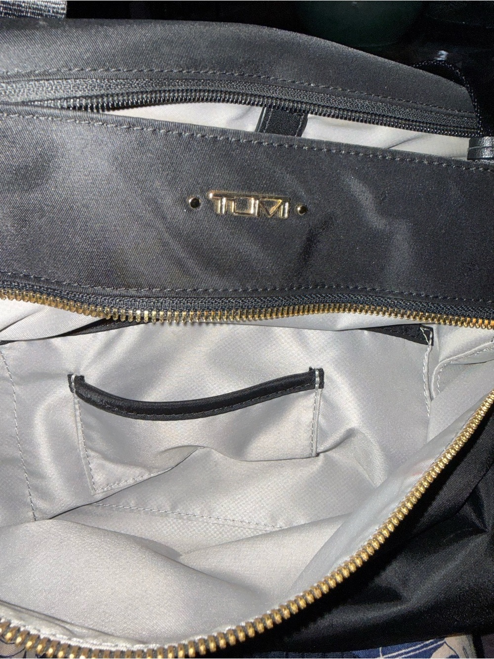Tumi Black Nylon Shoulder Bag with Gold Hardware - Picture 7 of 8